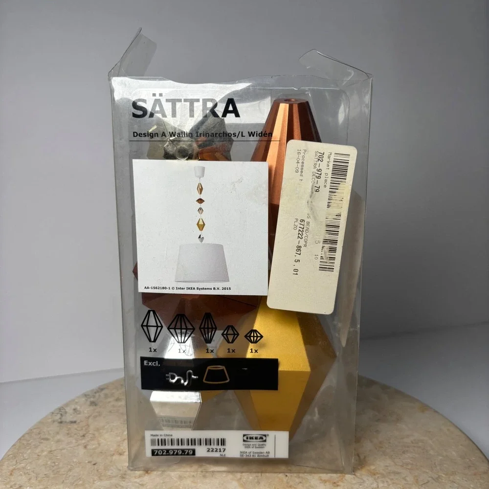 SET OF 2 IKEA SATTRA Pendant Lamp Decoration Gold Copper Silver 702.979.79 NEW